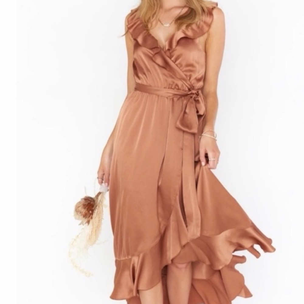 Show Me Your MuMu Copper Ruffle Midi Dress - Picture 2 of 12
